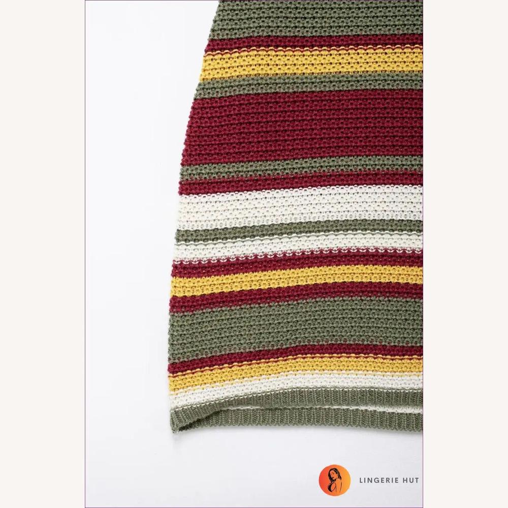 Robe Mini Tricot Rayée Femme - Style Rétro Années 70 avec Décolleté en V, Coupure Flatteuse et Tissu Doux