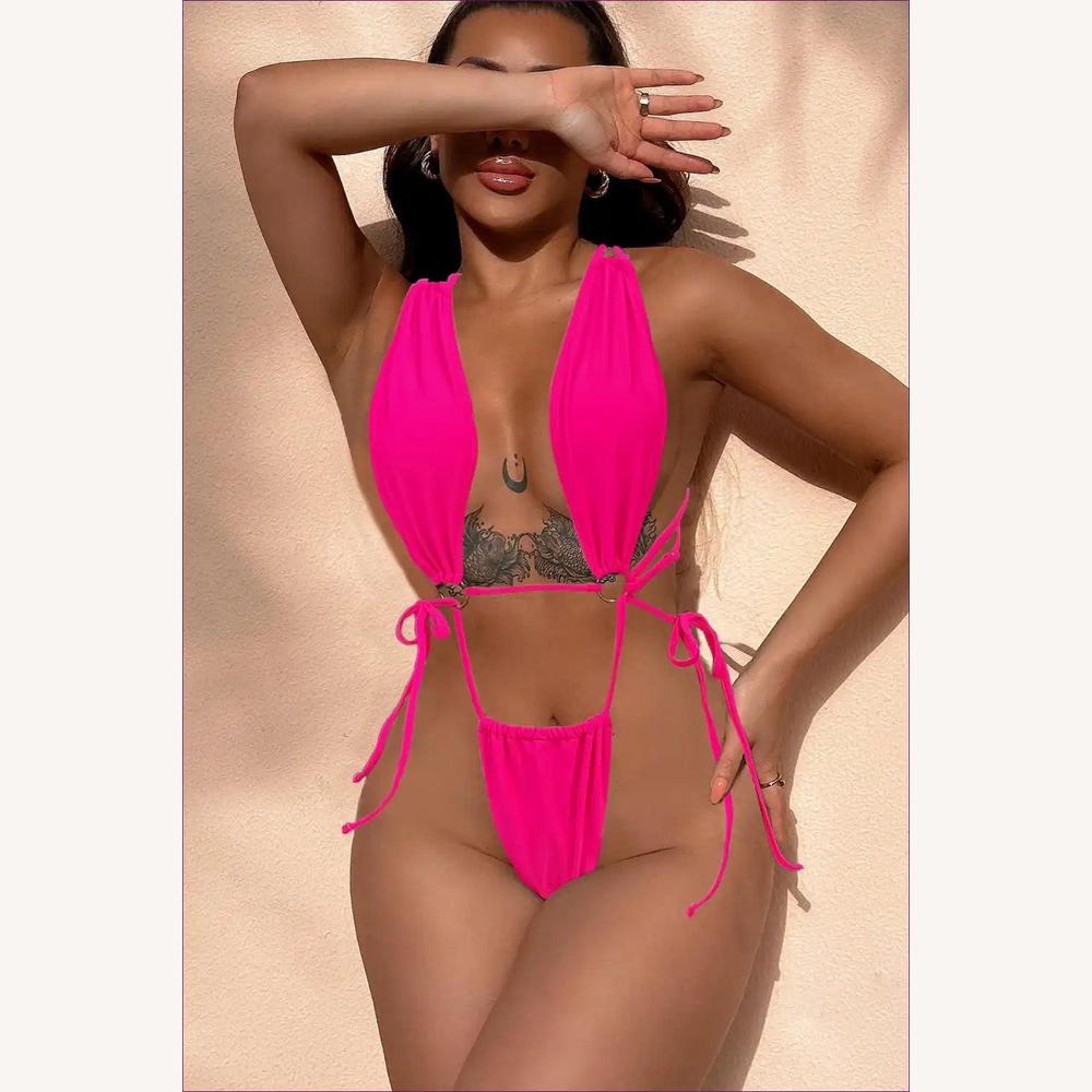 Maillot de Bain Femme 1 Pièce à Anneau – Style Boho avec Découpe et Dos Croisé, Confort Optimal pour la Plage et la Piscine