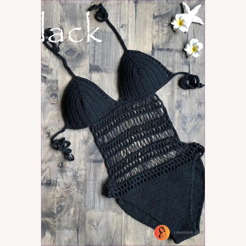 Maillot de Bain Femme Tissé à la Main – Décolleté Licou Boho Chic en Coton, Confortable et Élégant