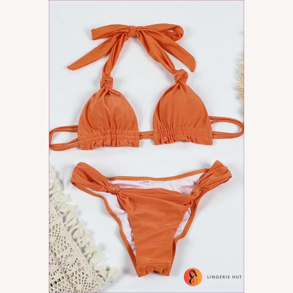 Bikini à Lacets Noués Femme en Couleur Unie – Maillot de Bain Élégant et Confortable pour Plage
