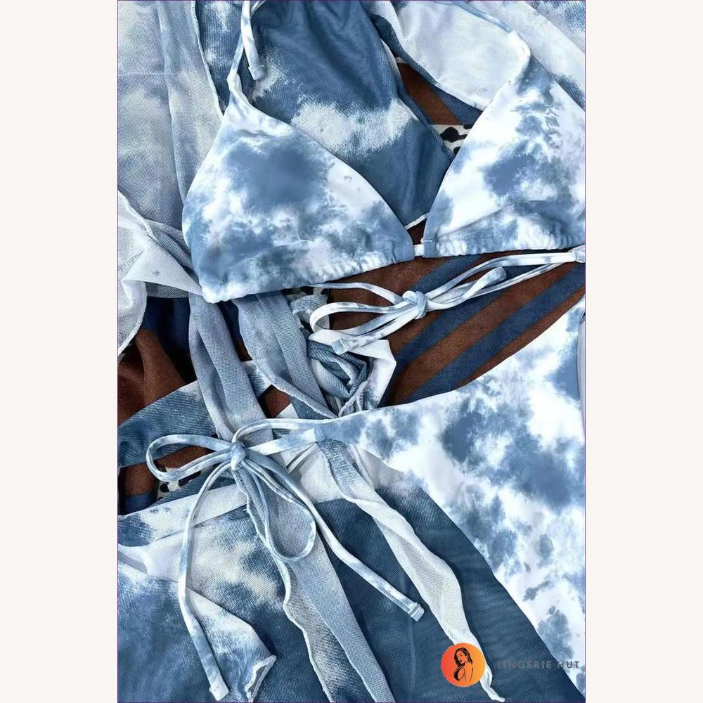 Ensemble de Bikini Floral à Cravate Latérale pour Femme avec Couverture Élégante - Maillot de Bain Femme Chic