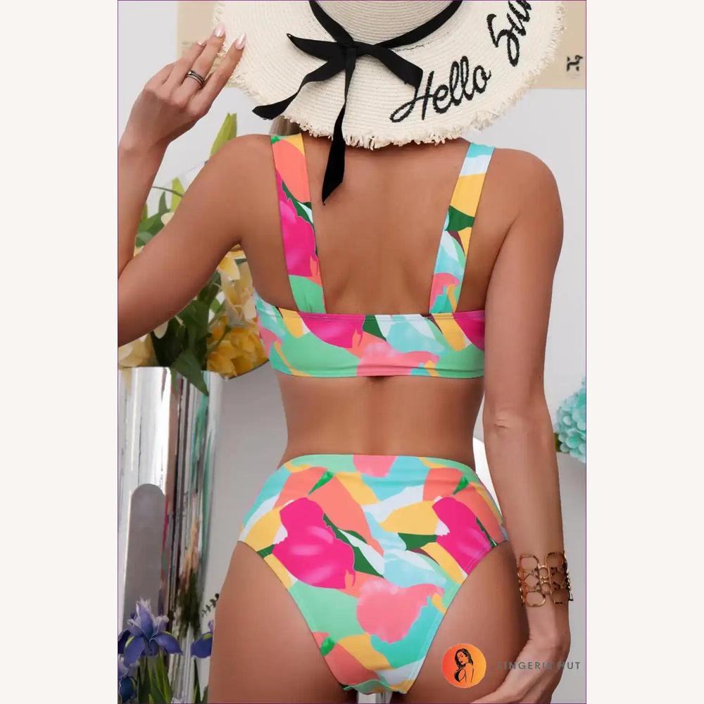 Bikini Femme Taille Haute Imprimé Éclatant et Confortable - Maillot de Bain Femme pour Été