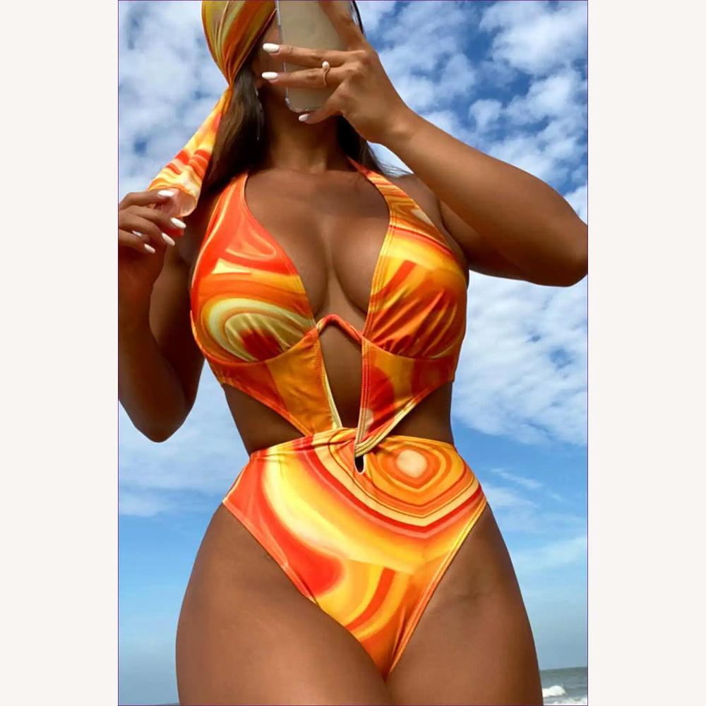 Maillot de Bain Femme 1 Pièce Boho-Vacances Imprimé Tourbillonnant Dos Nu – Confort et Élégance au Bord de l'Eau