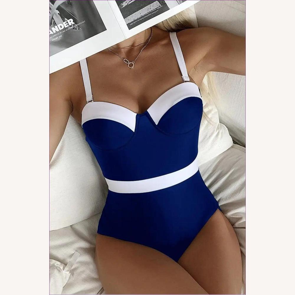 Maillot de Bain Femme 1 Pièce Sans Dossier avec Décolleté en Cœur et Détail de Ceinture – Élégant et Confortable