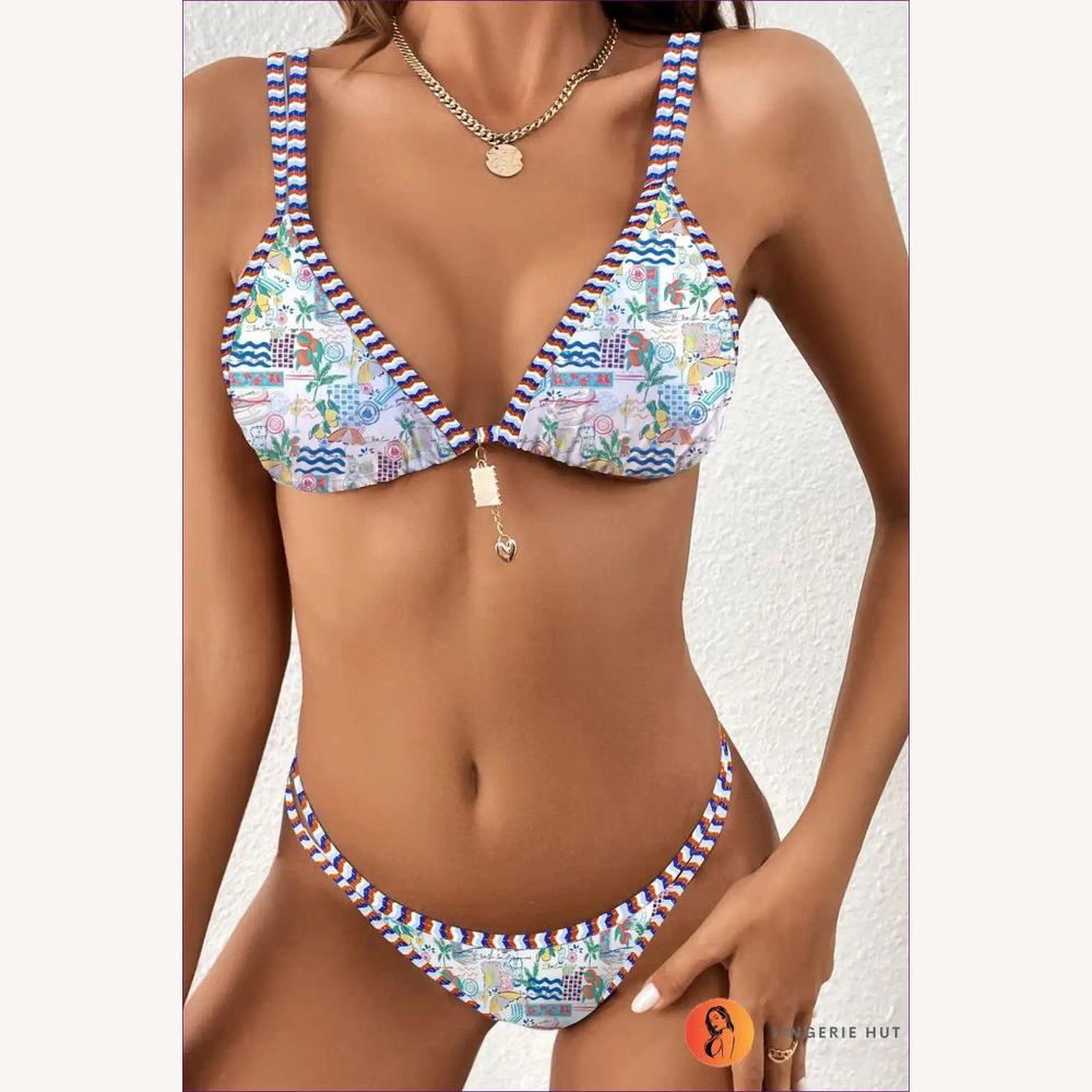 Maillot de Bain Femme Boho Tropical avec Motif Vibrant – Bikini Éthique en Polyester, Confortable et Tendance