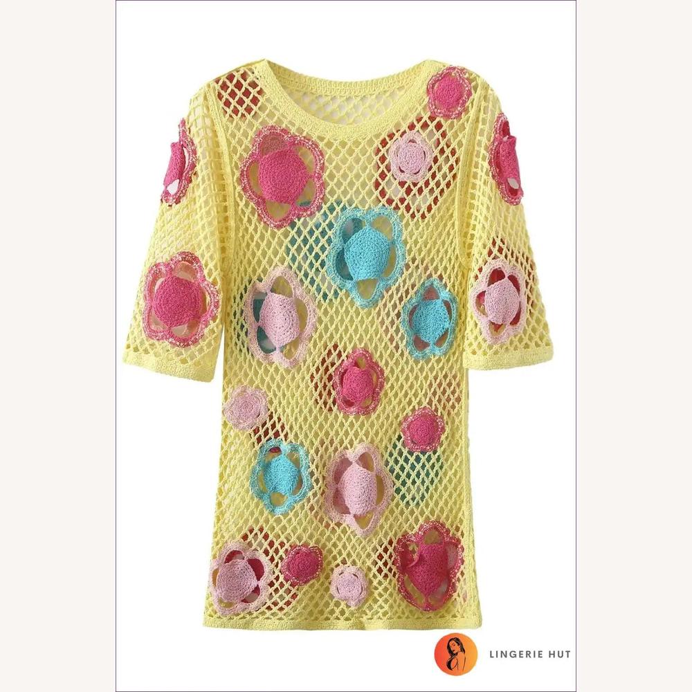 Robe Femme Courte en Crochet Coloré – Style Sexy et Séduisant pour Soirées et Occasions Spéciales