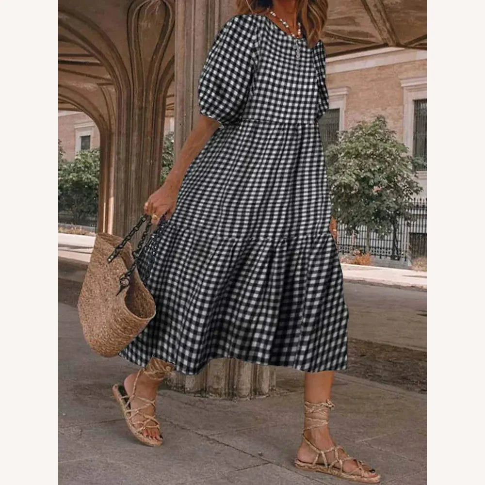 Elegant Long Women's Dress in Cotton, Comfortable and Versatile – Ideal For All Occasions