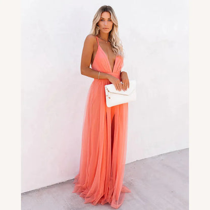 Elegant Long Women's Dress in Fluid Fabric Petal Dust – Long Evening Dress for Special Events