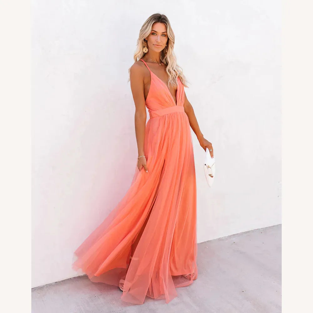Elegant Long Women's Dress in Fluid Fabric Petal Dust – Long Evening Dress for Special Events