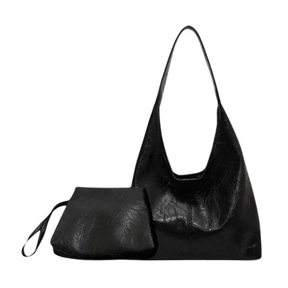 Women's Vegan Leather Shoulder Bag, Semi-Circular Design for 13-inch Macbook, Elegant and Practical