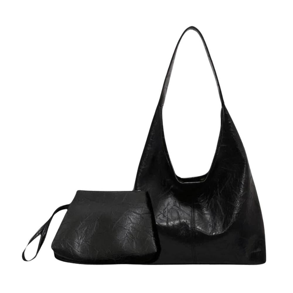 Women's Vegan Leather Shoulder Bag with Semi-Circular Design for 13 Inch Macbook - Elegant and Practical