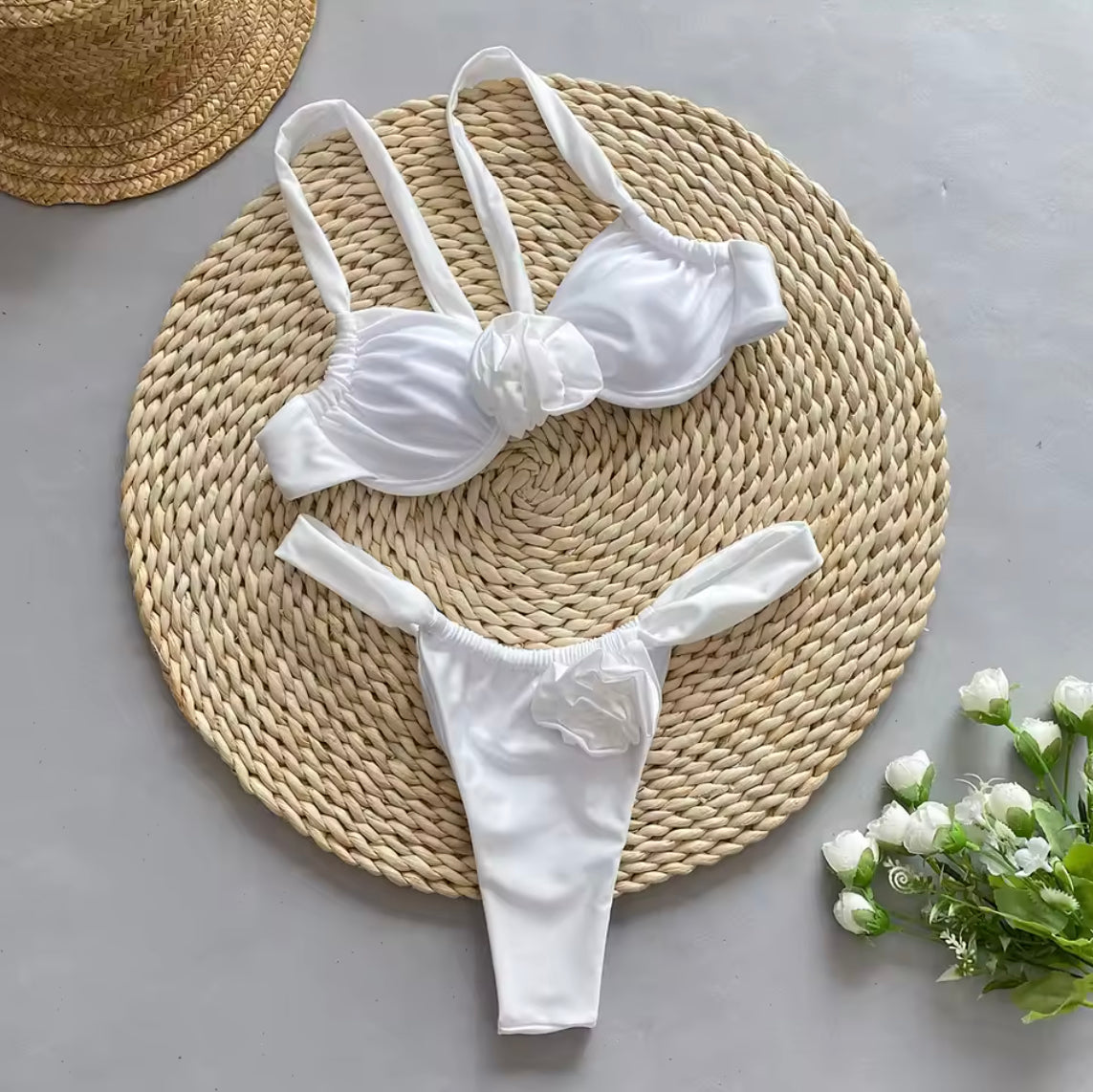 Bikini Boho Floral Femme en Nylon – Maillot de Bain Élégant pour Plage et Piscine, Confort Optimal et Style Chic