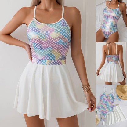 Women's One-Piece Swimsuit Sexy Tanning Effect – Elegant Boho Style for Beach and Pool