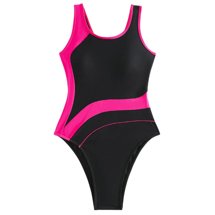 Women's One-Piece Sporty Nylon Swimsuit with Boho Details – Elegance and Comfort for Summer