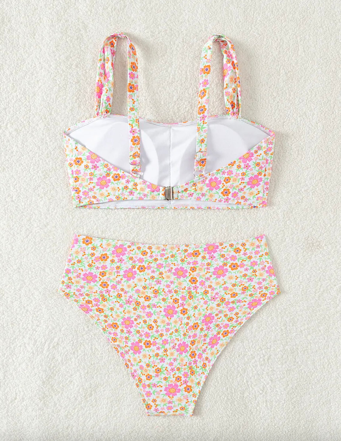 Bikini Taille Haute Femme Boho Blossom avec Motif Floral – Maillot de Bain Élégant et Confortable pour l'Été