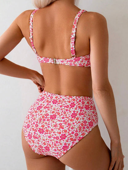 High Waist Bikini Women Boho Blossom with Floral Pattern – Elegant and Comfortable Swimsuit for Summer