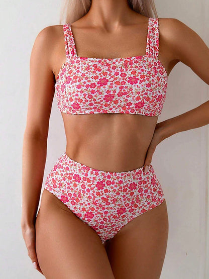 High Waist Bikini Women Boho Blossom with Floral Pattern – Elegant and Comfortable Swimsuit for Summer