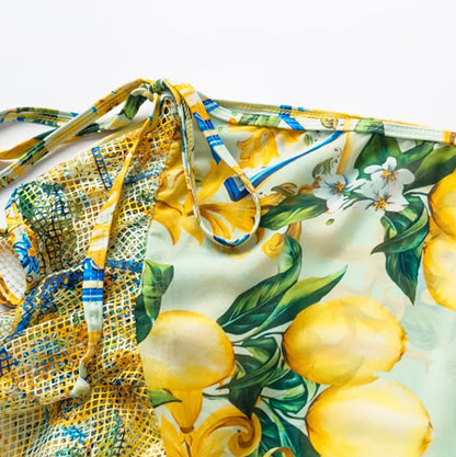 Women's Boho Blossom Swimsuit Set with Skirt and Lace Details – Floral and Elegant for Summer