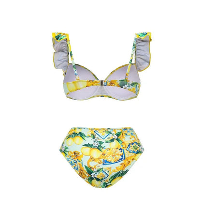 Women's Boho Blossom Swimsuit Set with Skirt and Lace Details – Floral and Elegant for Summer