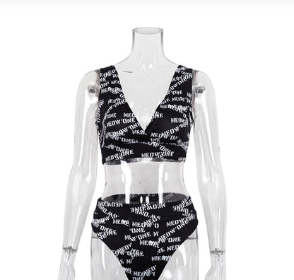 Boho High-Waisted Split Bikini for Women – Vibrant Graphic Print, Chic Women's Swimsuit for Summer