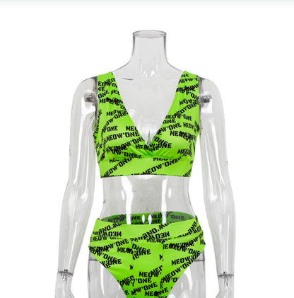 Boho High-Waisted Split Bikini for Women – Vibrant Graphic Print, Chic Women's Swimsuit for Summer