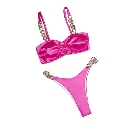 Satin Bikini Women Backless – Elegant and Chic Swimsuit for Summer, Comfortable and Flattering