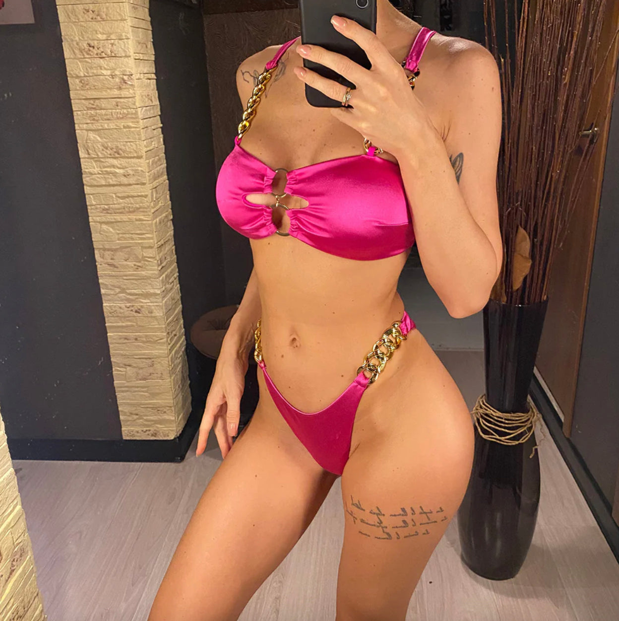 Bikini Satiné Femme Sans Dos – Maillot de Bain Élégant et Chic pour l'Été, Confortable et Flatteur