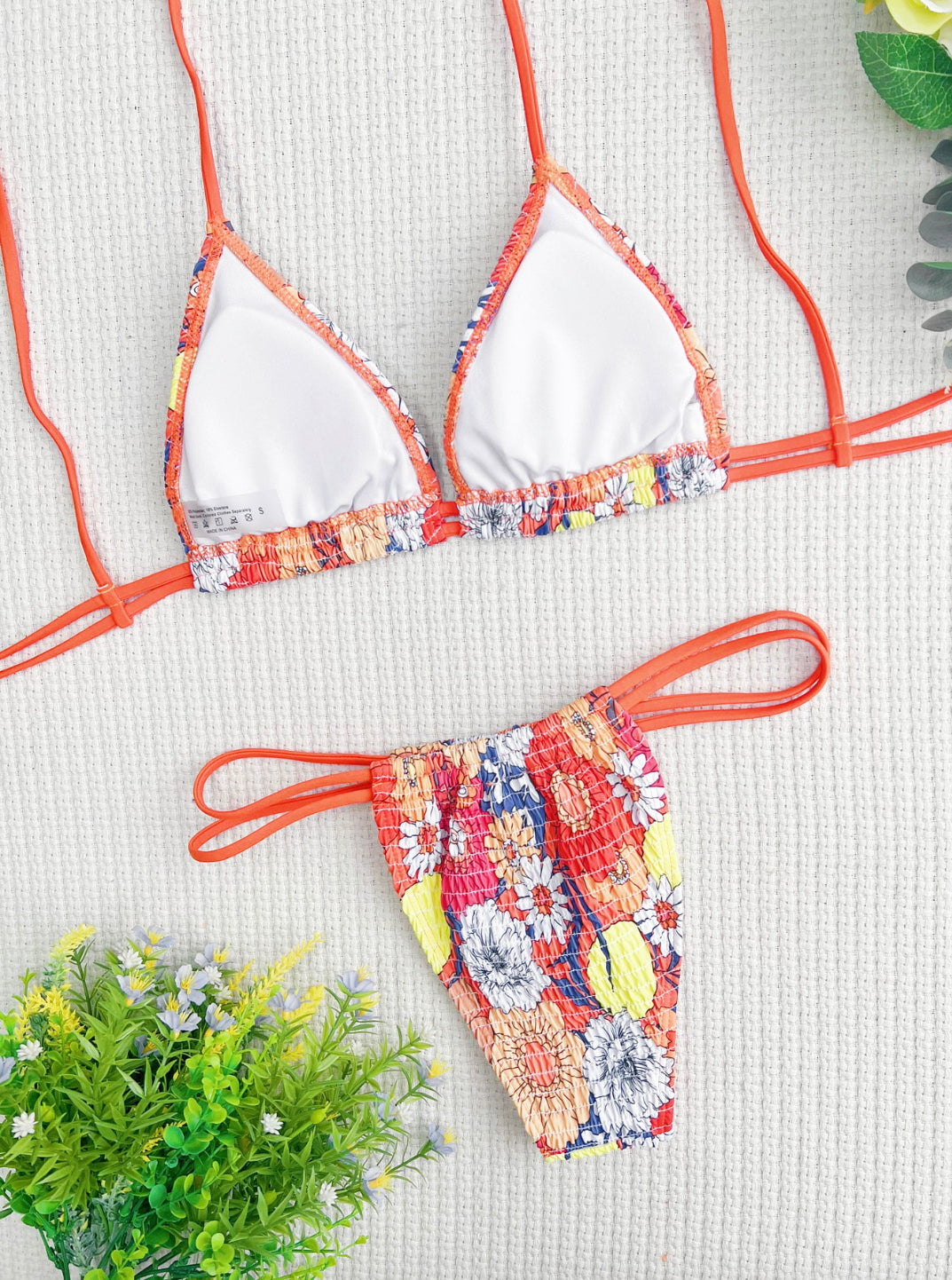 Bikini Floral Fantaisie Femme, Maillot de Bain Été Chic en Polyester Doux et Léger, Ajustement Confortable