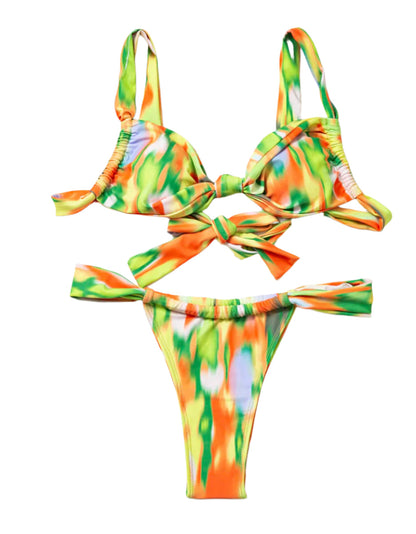 Floral Bikini Set for Women with Adjustable Straps – Elegant Swimsuit for Beach and Pool