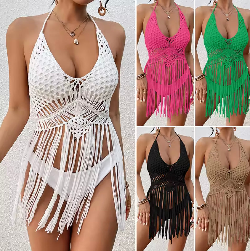 Haut Sans Manches Femme Boho Chic en Acrylique avec Franges – Top d'Été Tendance et Confortable