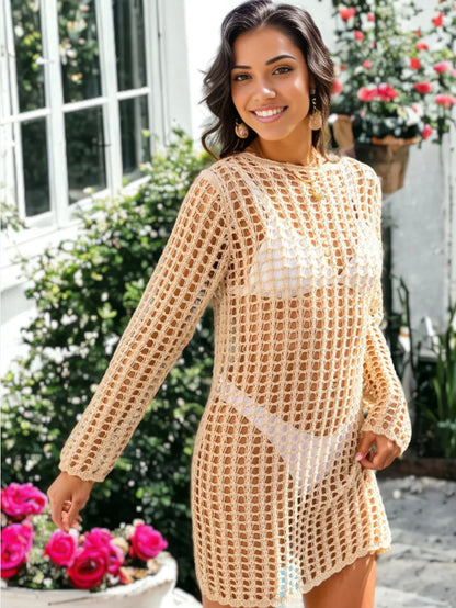 Women's Long Bohemian Dress in Cotton Blend – Fluid Elegance for Summer with Long Sleeves