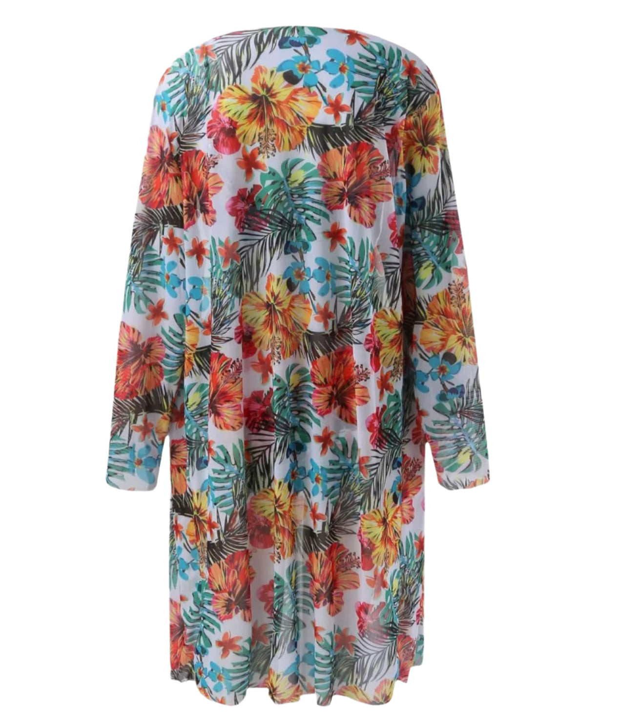 Women's Tropical Cut-Out Swimsuit – 3-Piece Boho Set, Satin Fabric, V-Neck, Maxi Length