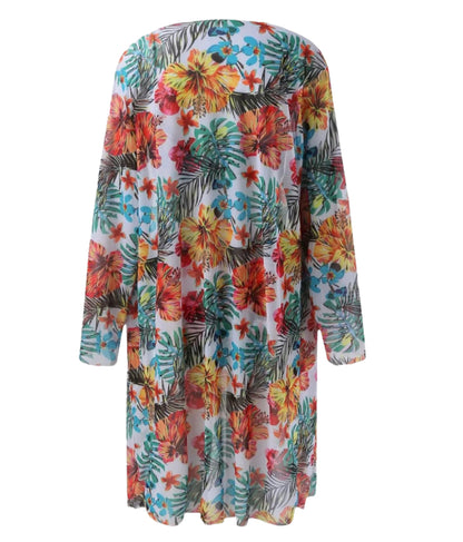 Women's Tropical Cut-Out Swimsuit – 3-Piece Boho Set, Satin Fabric, V-Neck, Maxi Length