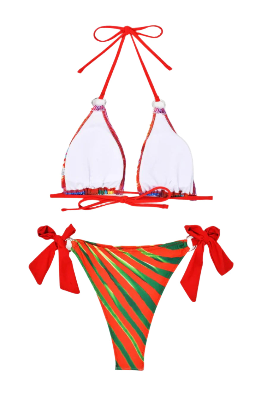 Ensemble de Bikini Imprimé en Trois Pièces pour Femme – Maillot de Bain Boho Élégant et Coloré, Tissu Sèche Rapide, Tailles S à XL