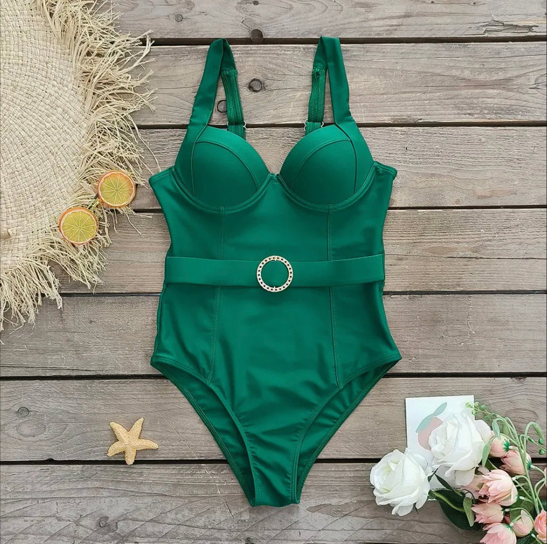 Maillot de Bain Femme 1 Pièce Boho Slim avec Détails Tordus – Tissu Polyester Confortable et Séchage Rapide