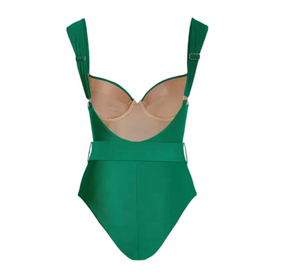 Women's One-Piece Boho Slim Swimsuit with Twisted Details – Comfortable Polyester Fabric and Quick Drying