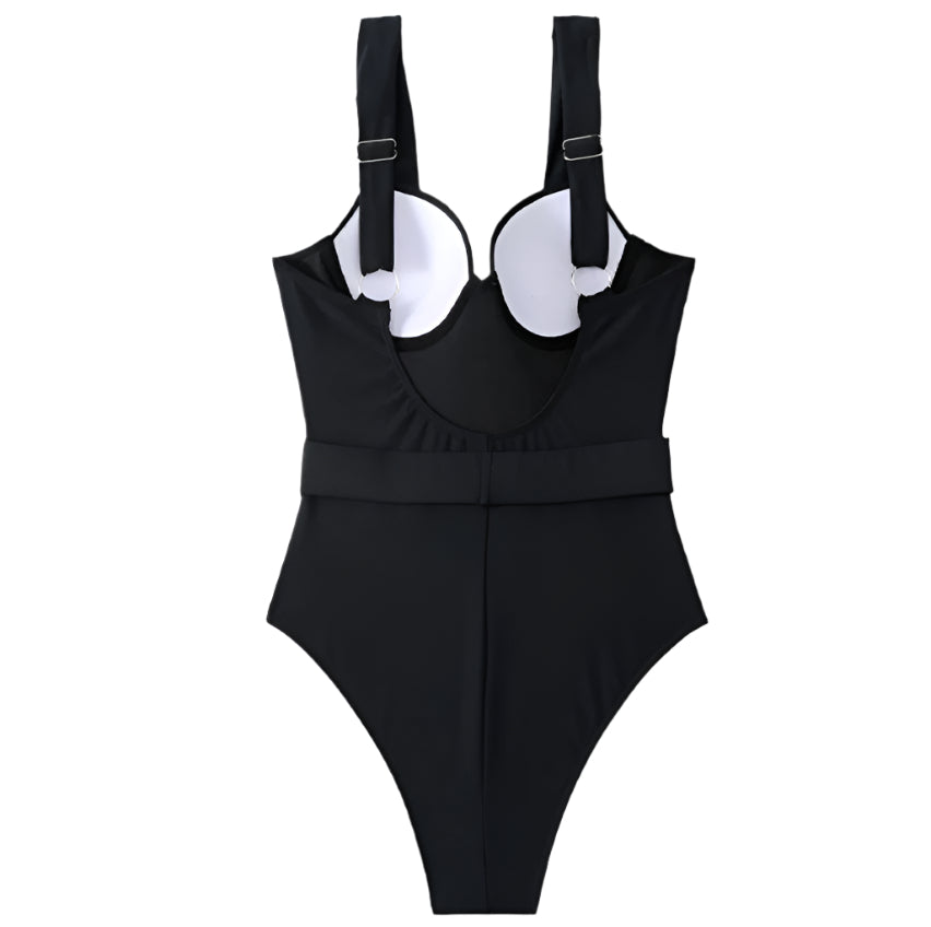 Women's One-Piece Boho Slim Swimsuit with Twisted Details – Comfortable Polyester Fabric and Quick Drying