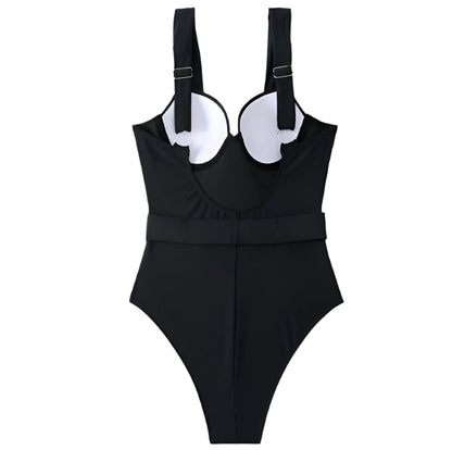 Women's One-Piece Boho Slim Swimsuit with Twisted Details – Comfortable Polyester Fabric and Quick Drying