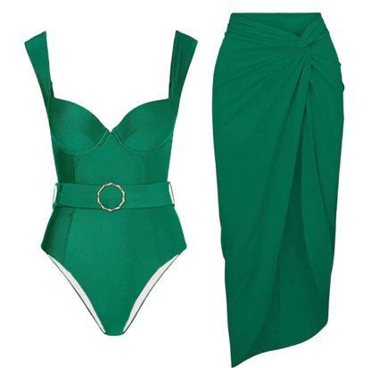 Women's One-Piece Boho Slim Swimsuit with Twisted Details – Comfortable Polyester Fabric and Quick Drying