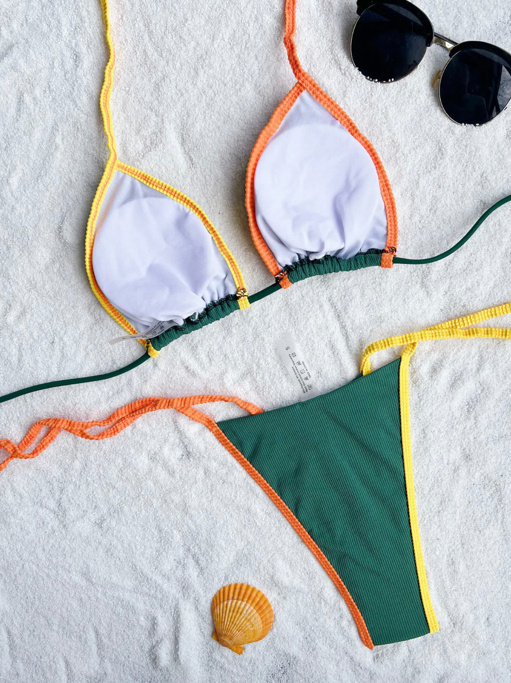 Women's One-Piece Swimsuit with Matching Laces – Boho Chic Style with Halter Strap and Colorful Details