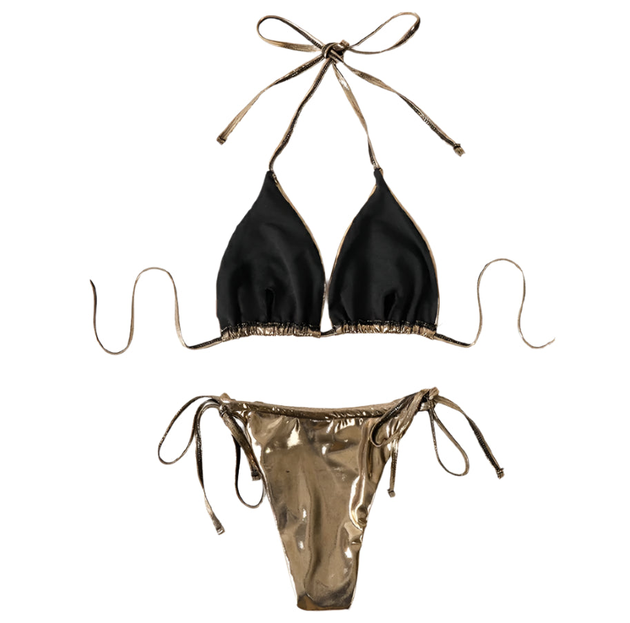 Women's Boho Chic Three-Piece Bikini with Customizable Fit – Elegant Swimsuit for Summer