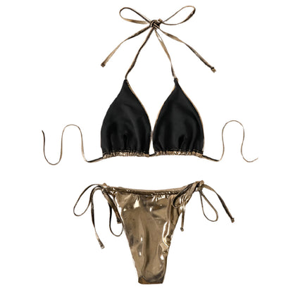 Women's Boho Chic Three-Piece Bikini with Customizable Fit – Elegant Swimsuit for Summer