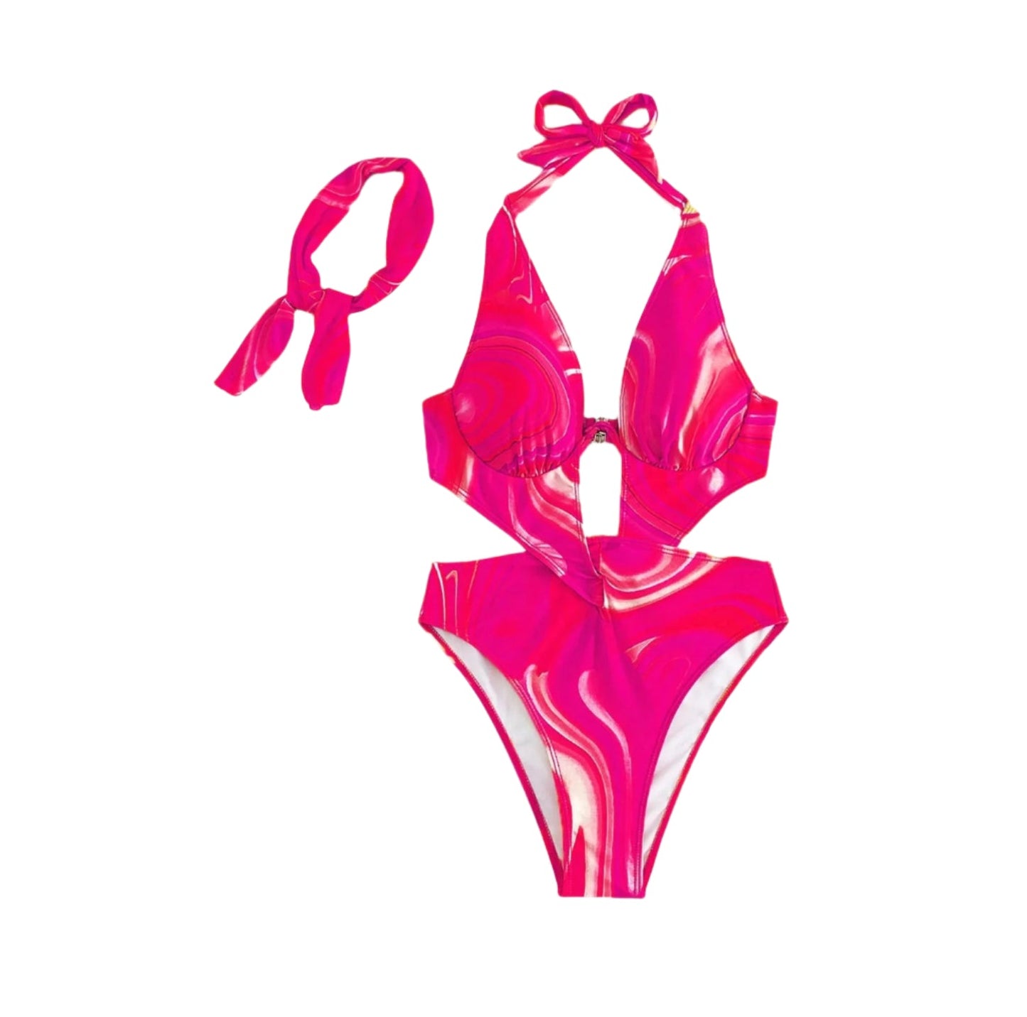 Women's One-Piece Swimsuit Boho-Vacation Swirling Print Open Back – Comfort and Elegance by the Water's Edge