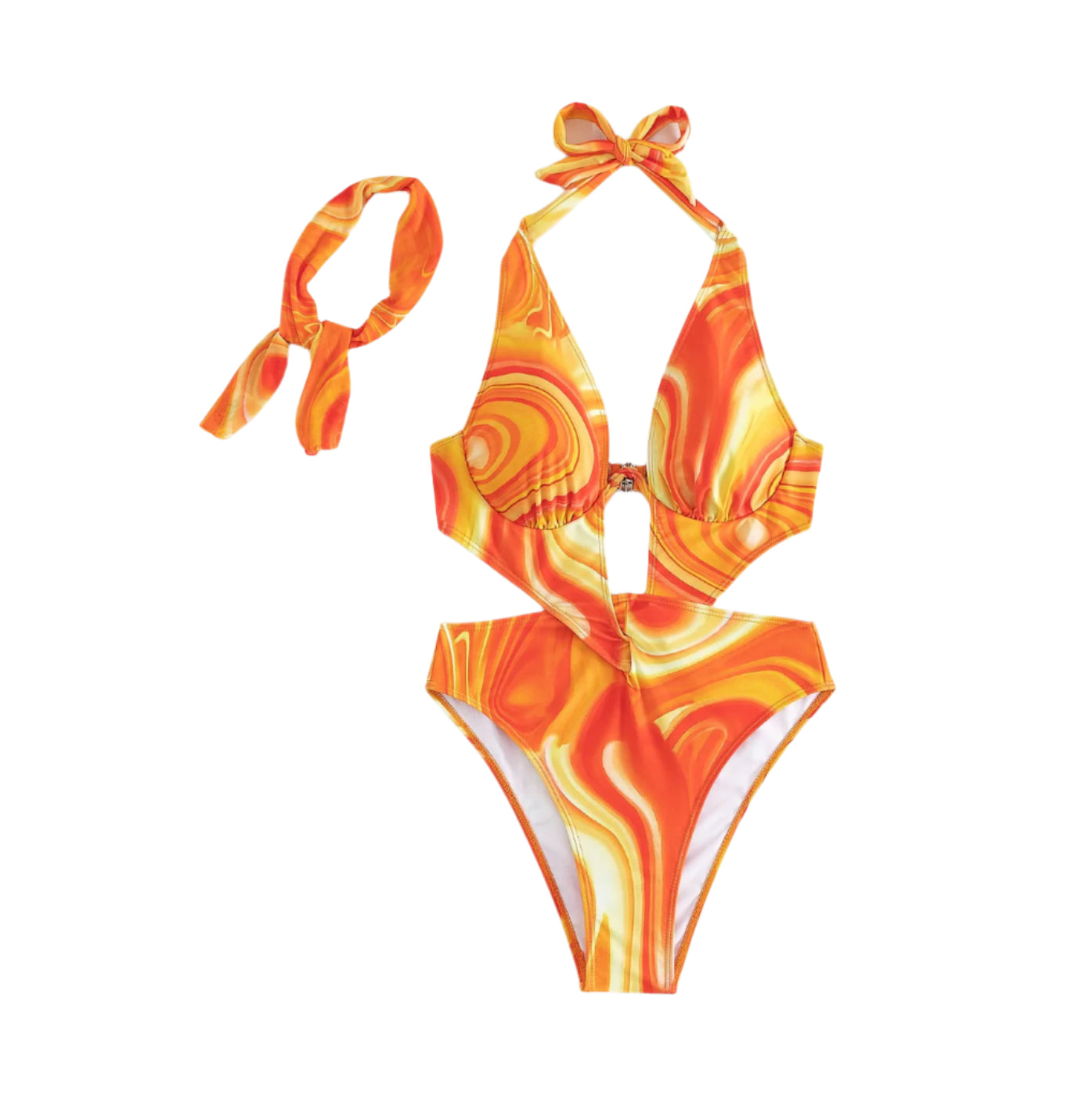Maillot de Bain Femme 1 Pièce Boho-Vacances Imprimé Tourbillonnant Dos Nu – Confort et Élégance au Bord de l'Eau