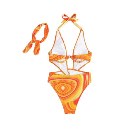 Women's One-Piece Swimsuit Boho-Vacation Swirling Print Open Back – Comfort and Elegance by the Water's Edge