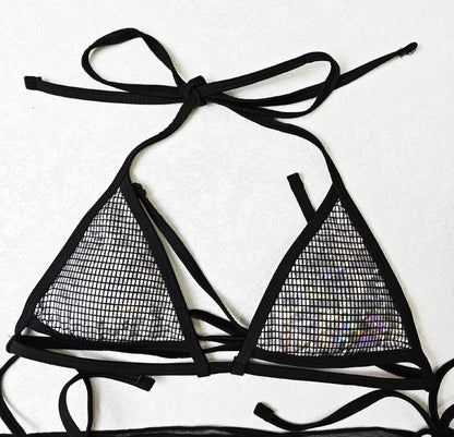 Women's Three-Piece Boho Bikini with Lace Details – Elegant Swimsuit for Beach and Pool