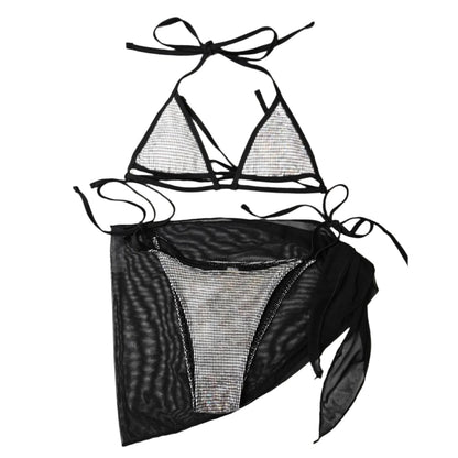 Women's Three-Piece Boho Bikini with Lace Details – Elegant Swimsuit for Beach and Pool