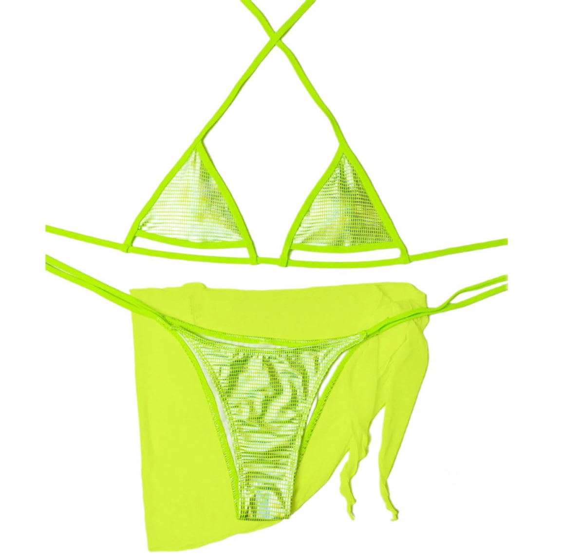 Women's Three-Piece Boho Bikini with Lace Details – Elegant Swimsuit for Beach and Pool