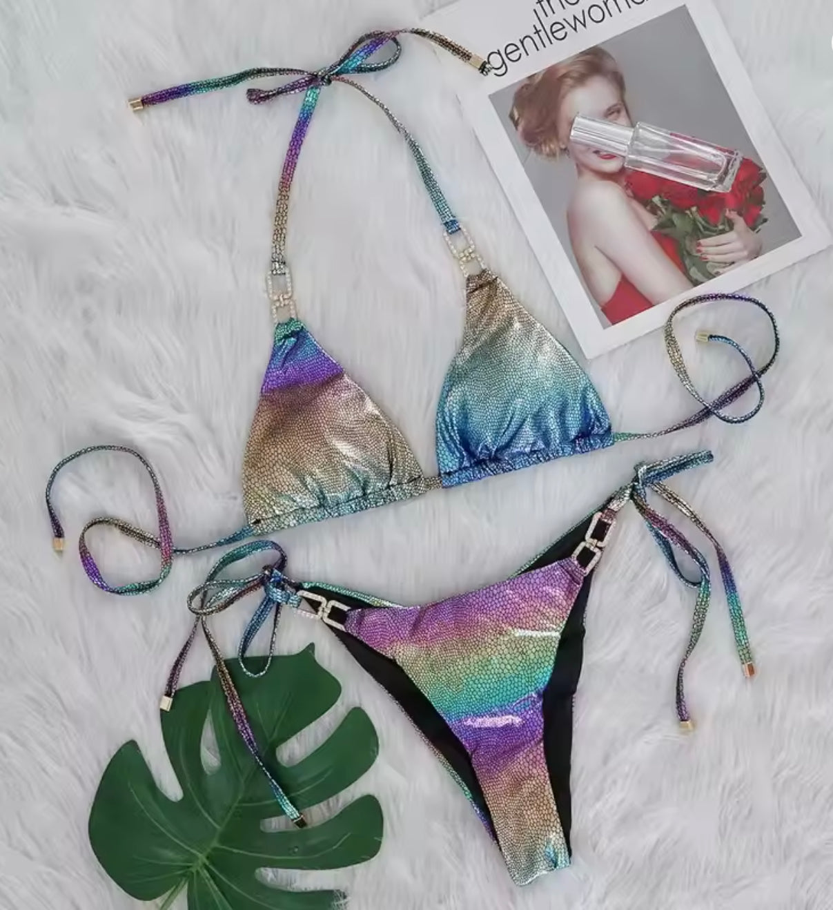 Bikini Coloré à Motif Serpent pour Femme avec Détail Boho – Maillot de Bain Élégant et Confortable
