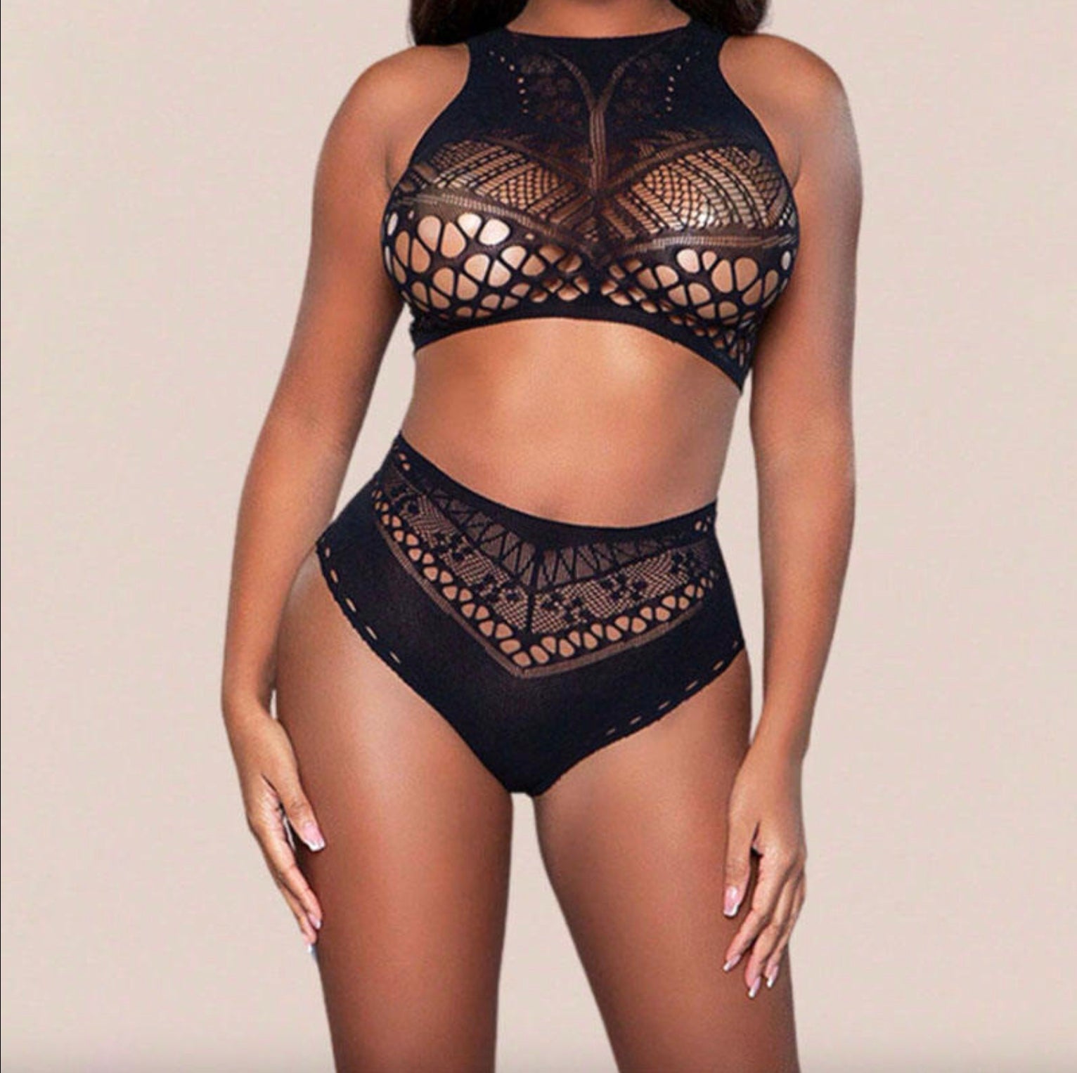 Bikini Taille Haute Femme avec Découpes Audacieuses - Maillot de Bain Élégant et Confortable pour Plage et Piscine